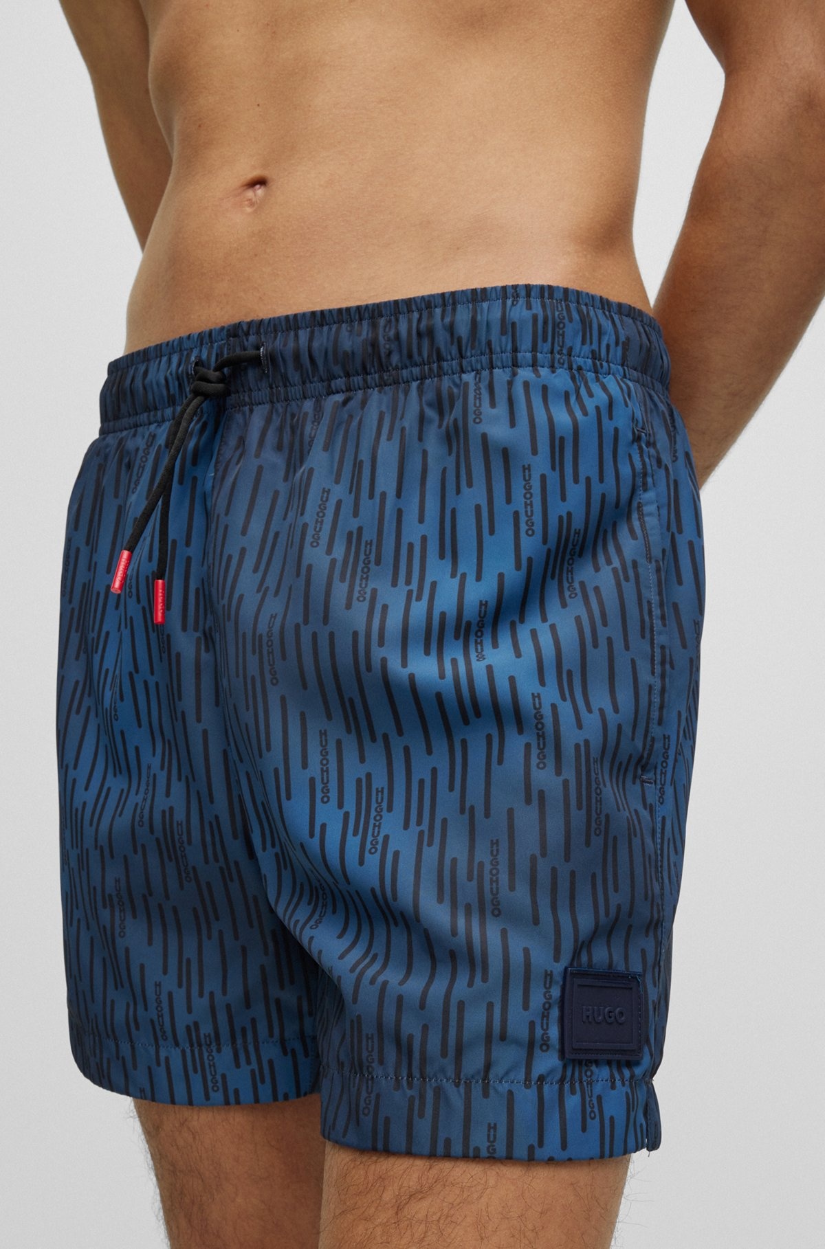 QUICK-DRYING SWIM SHORTS WITH SIGNATURE PRINT - 4