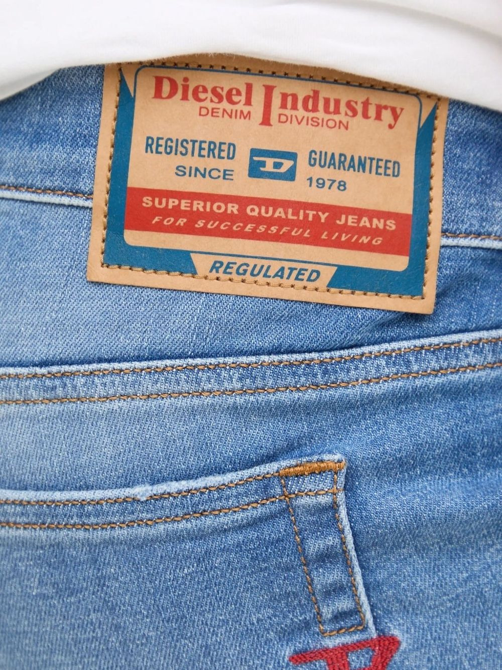 logo-plaque cotton jeans - 3