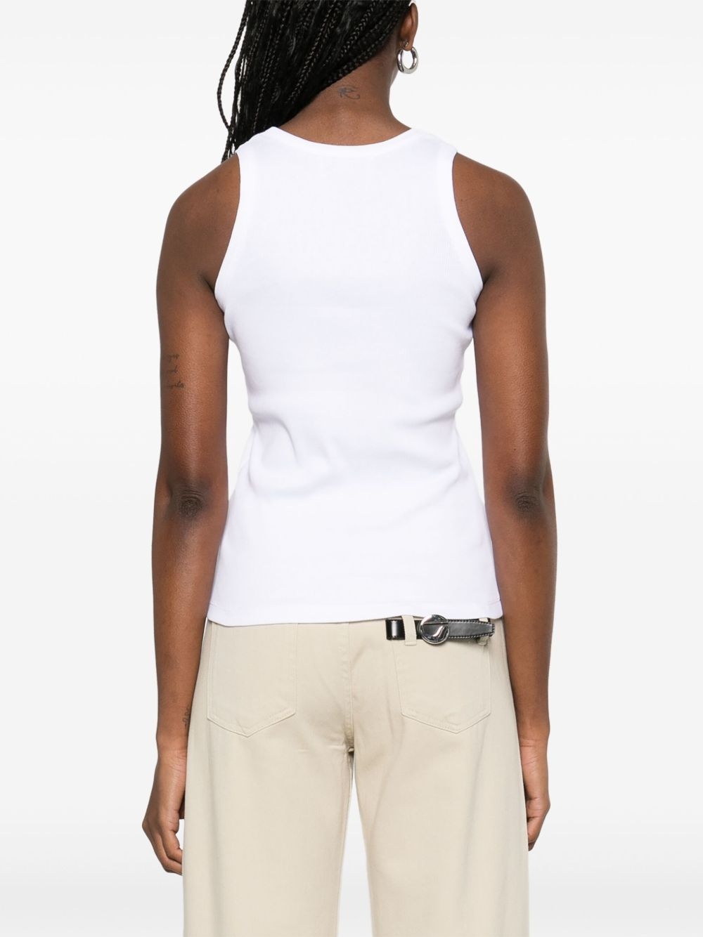 logo ribbed tank top - 4