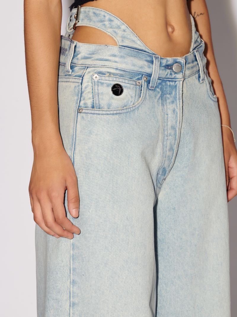 Denim Waist Belts Baggy Pants - 5