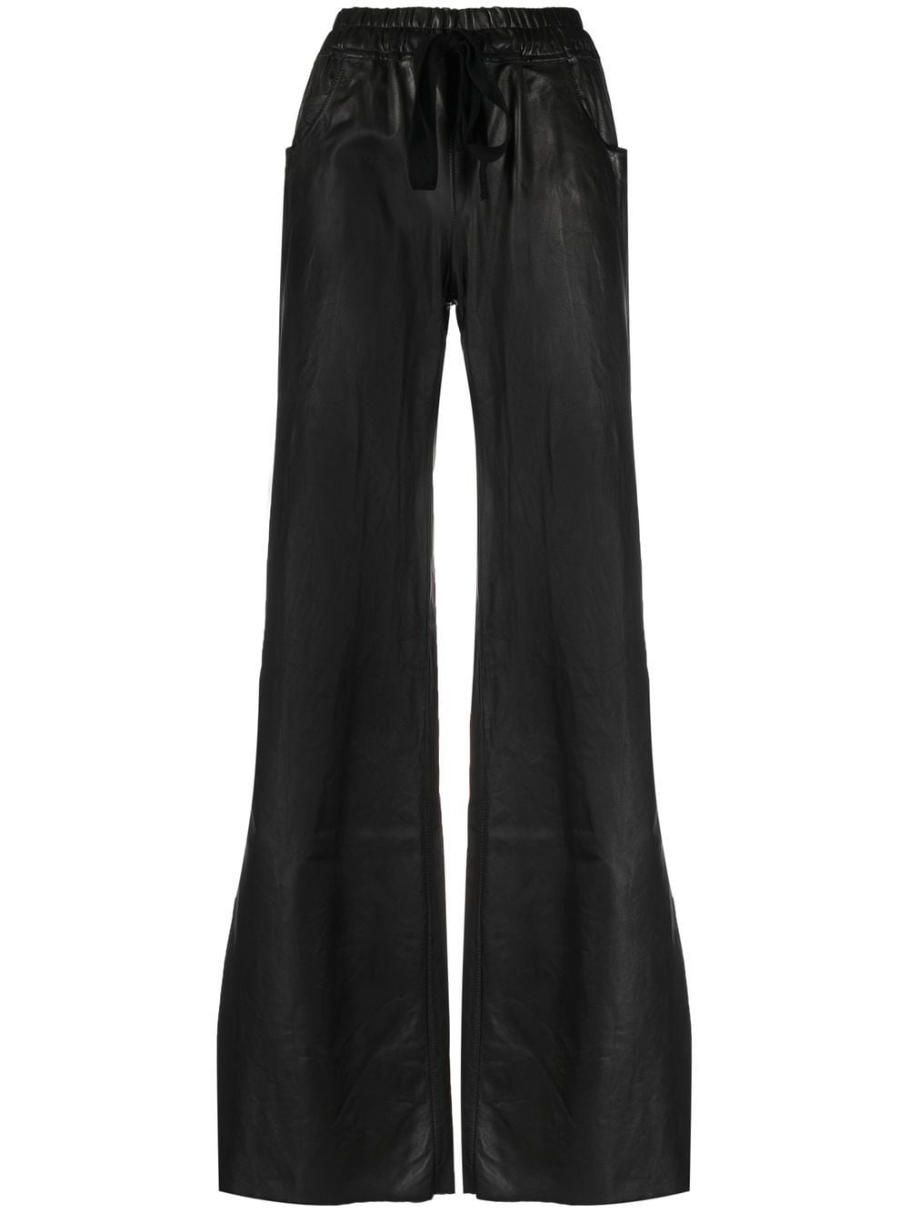 wide-leg drawstring leather trousers - 1