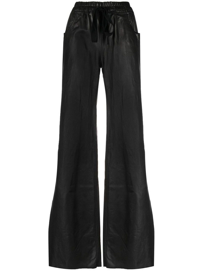 wide-leg drawstring leather trousers 1