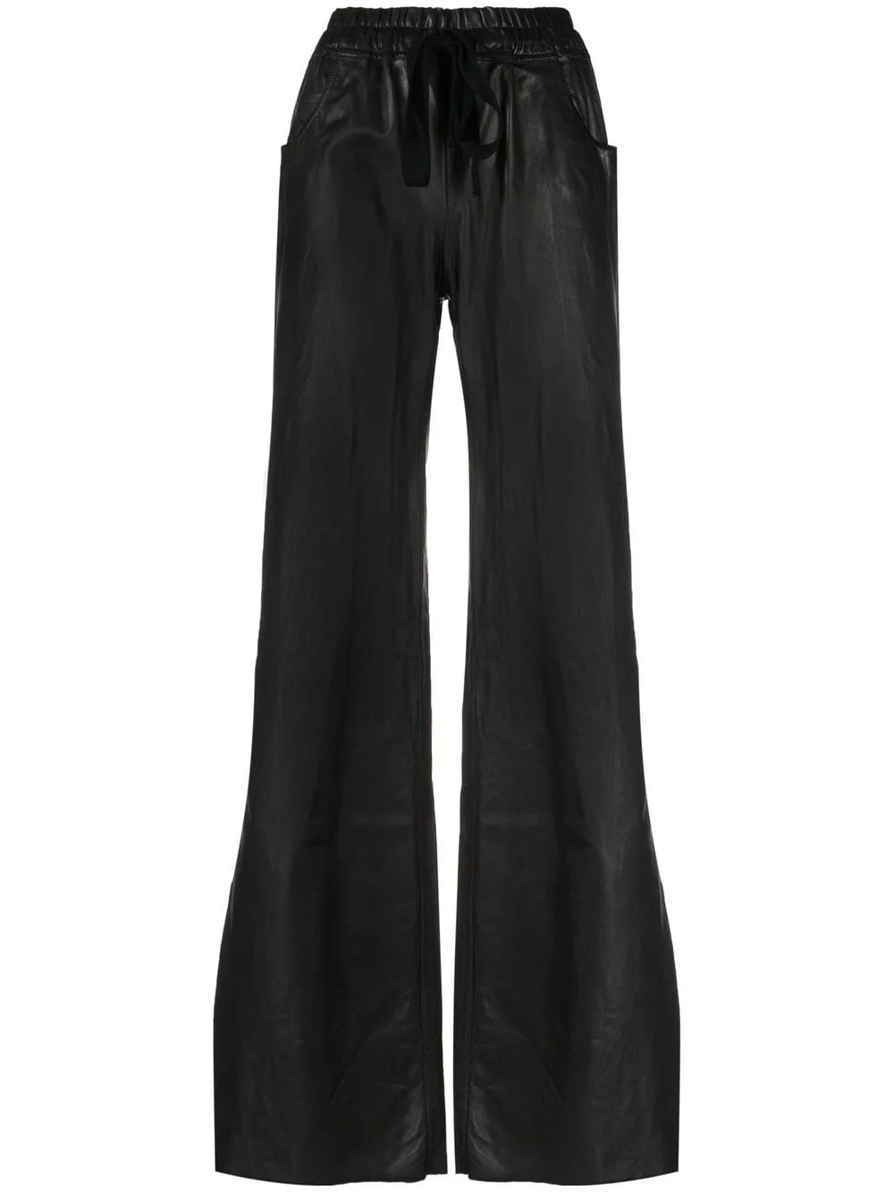 wide-leg drawstring leather trousers - 1
