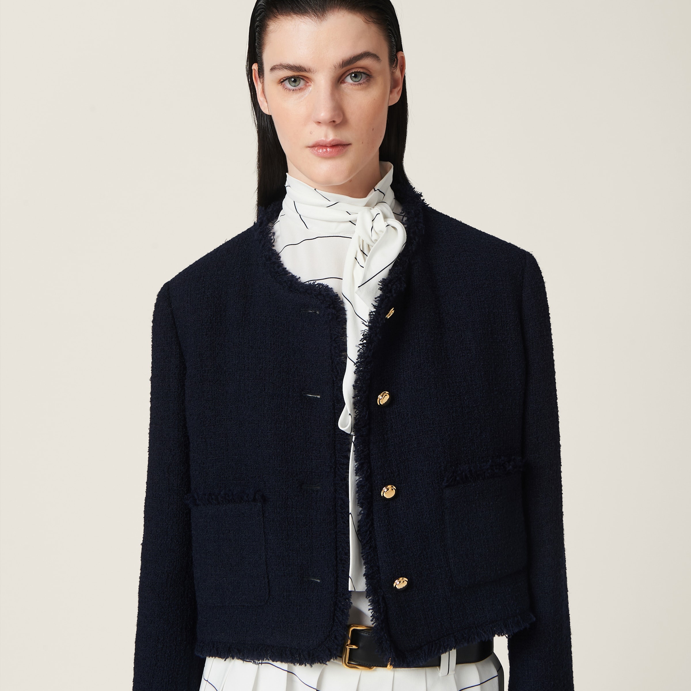 Single-breasted tweed jacket - 4