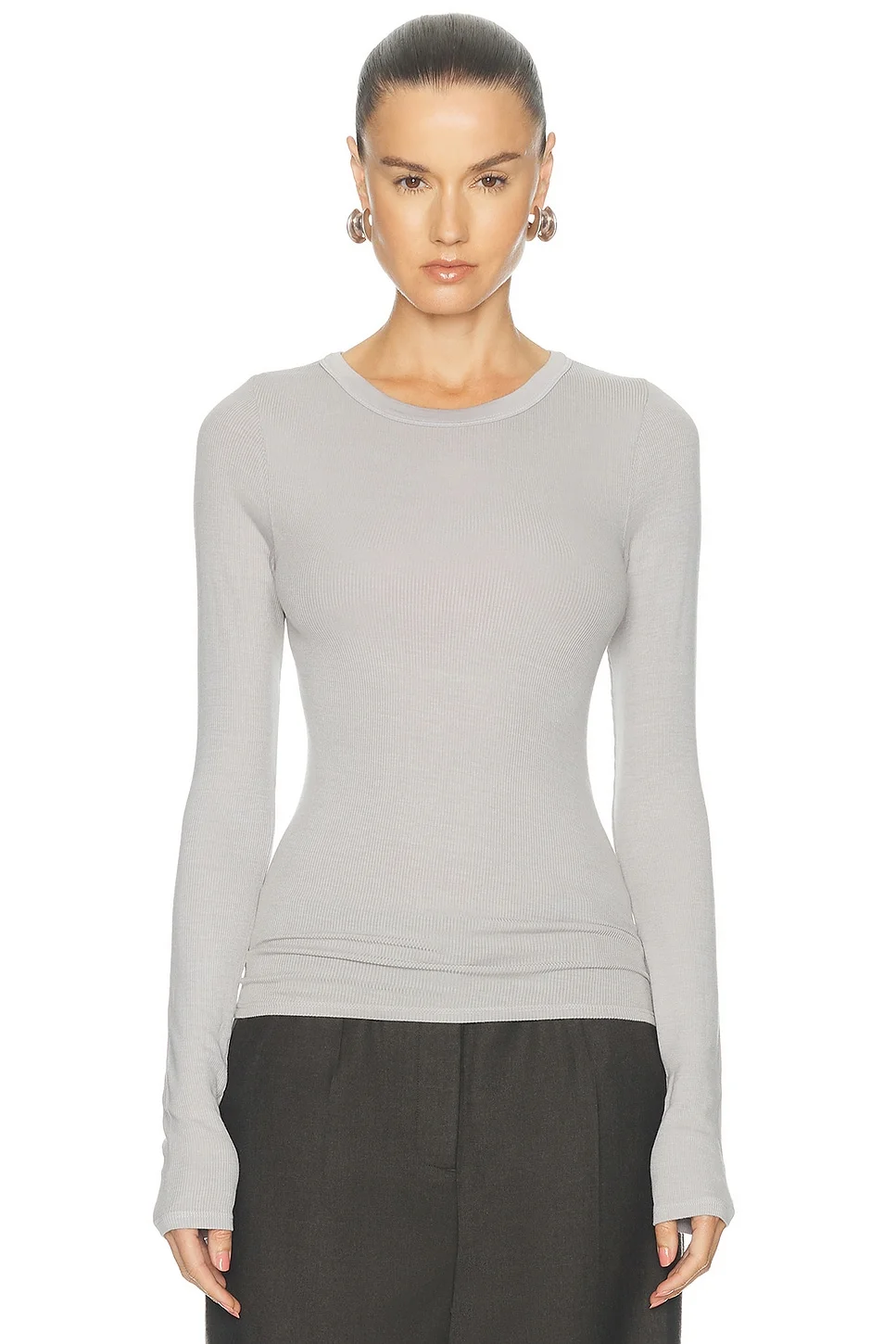 Silk Rib Essential Crewneck Top - 1