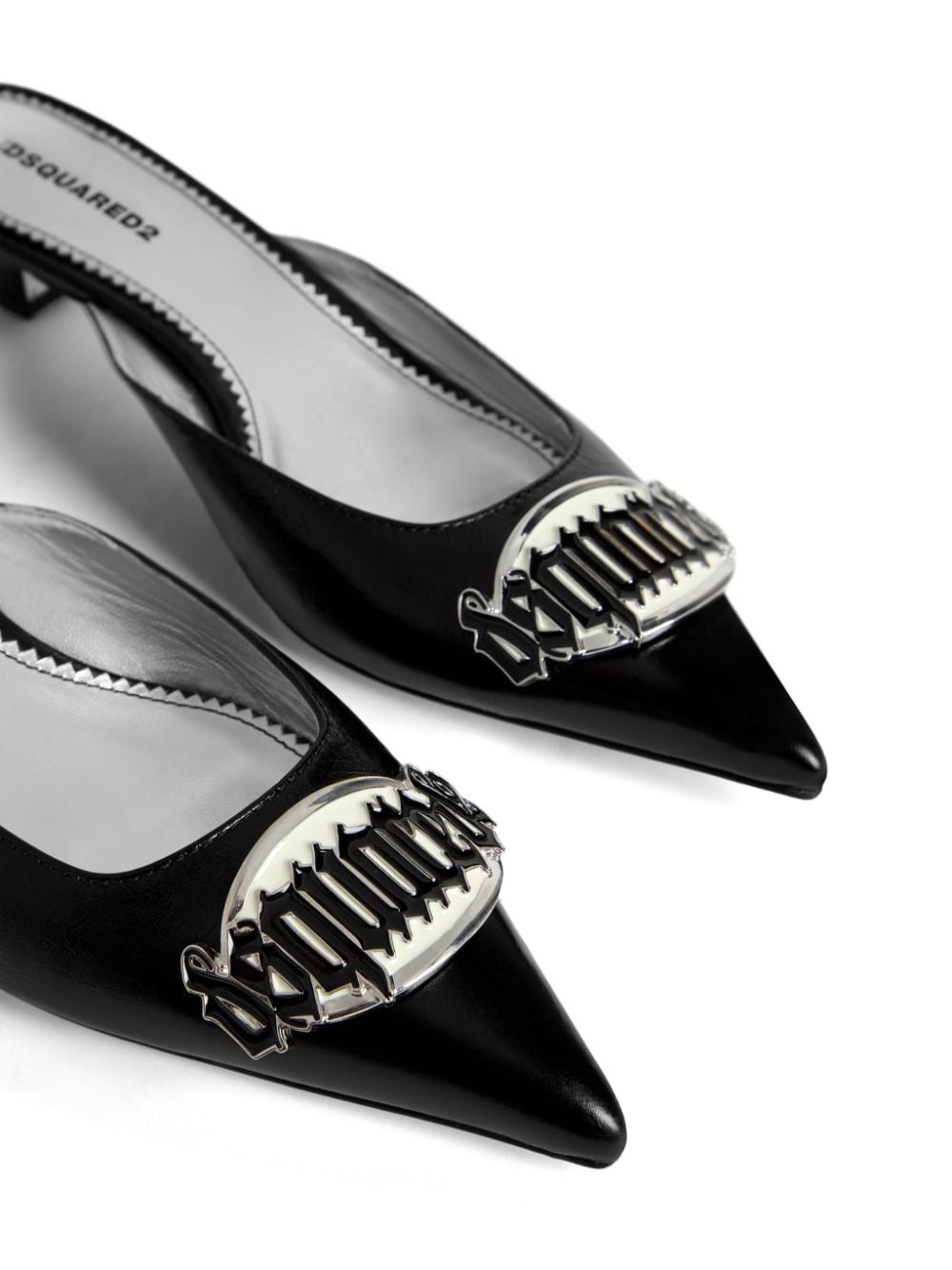 35mm logo-plaque leather mules - 5