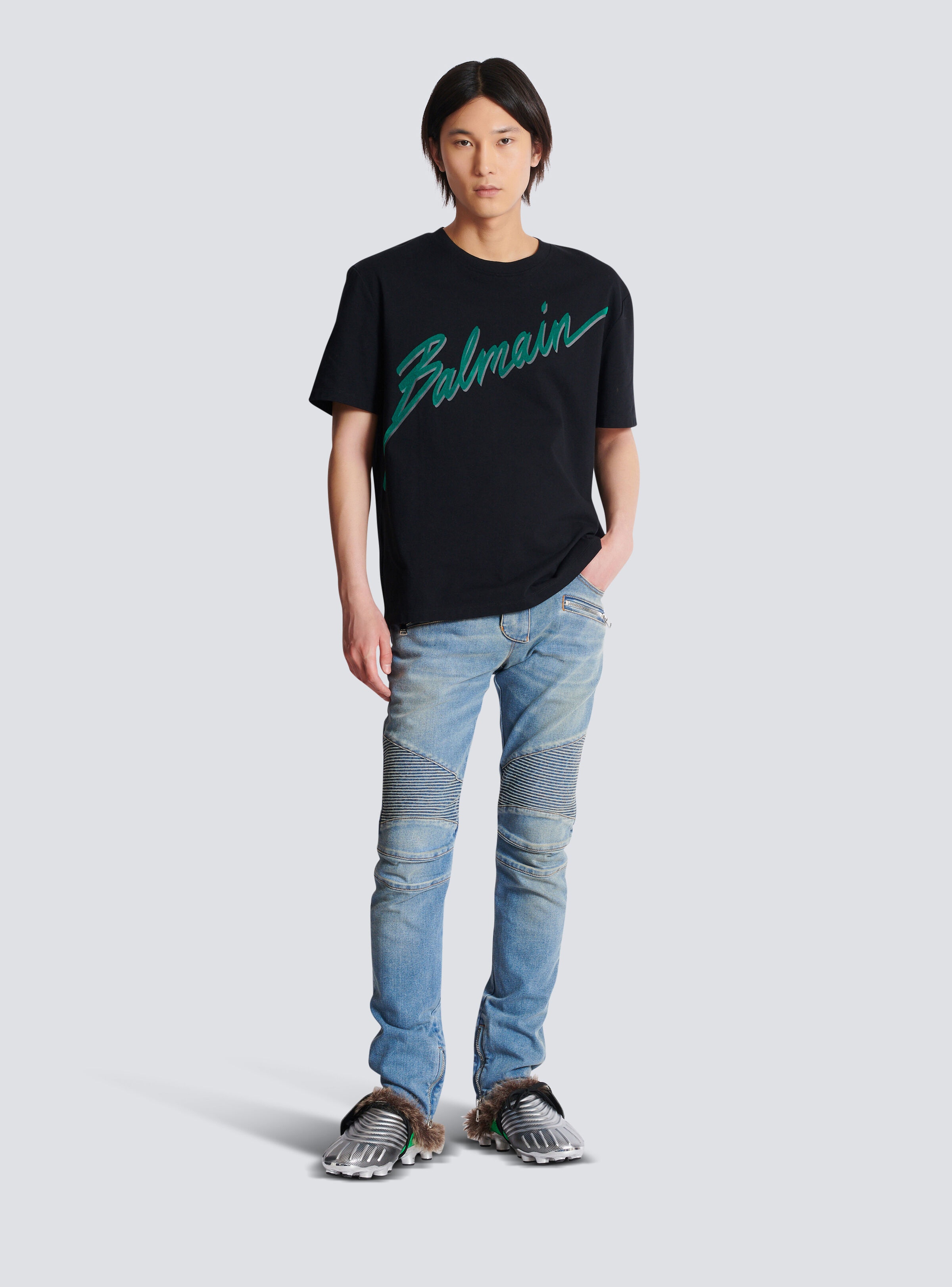 Balmain Lettre flocked T-shirt - 2