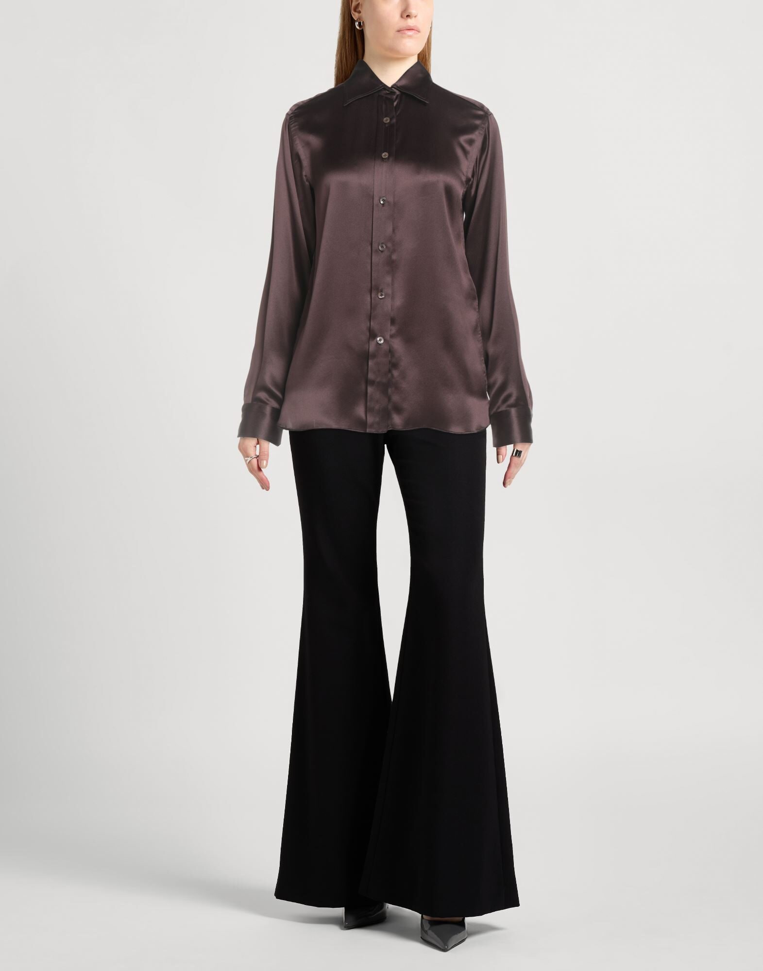 Chocolate brown Women's Silk Shirts & Blouses - 2