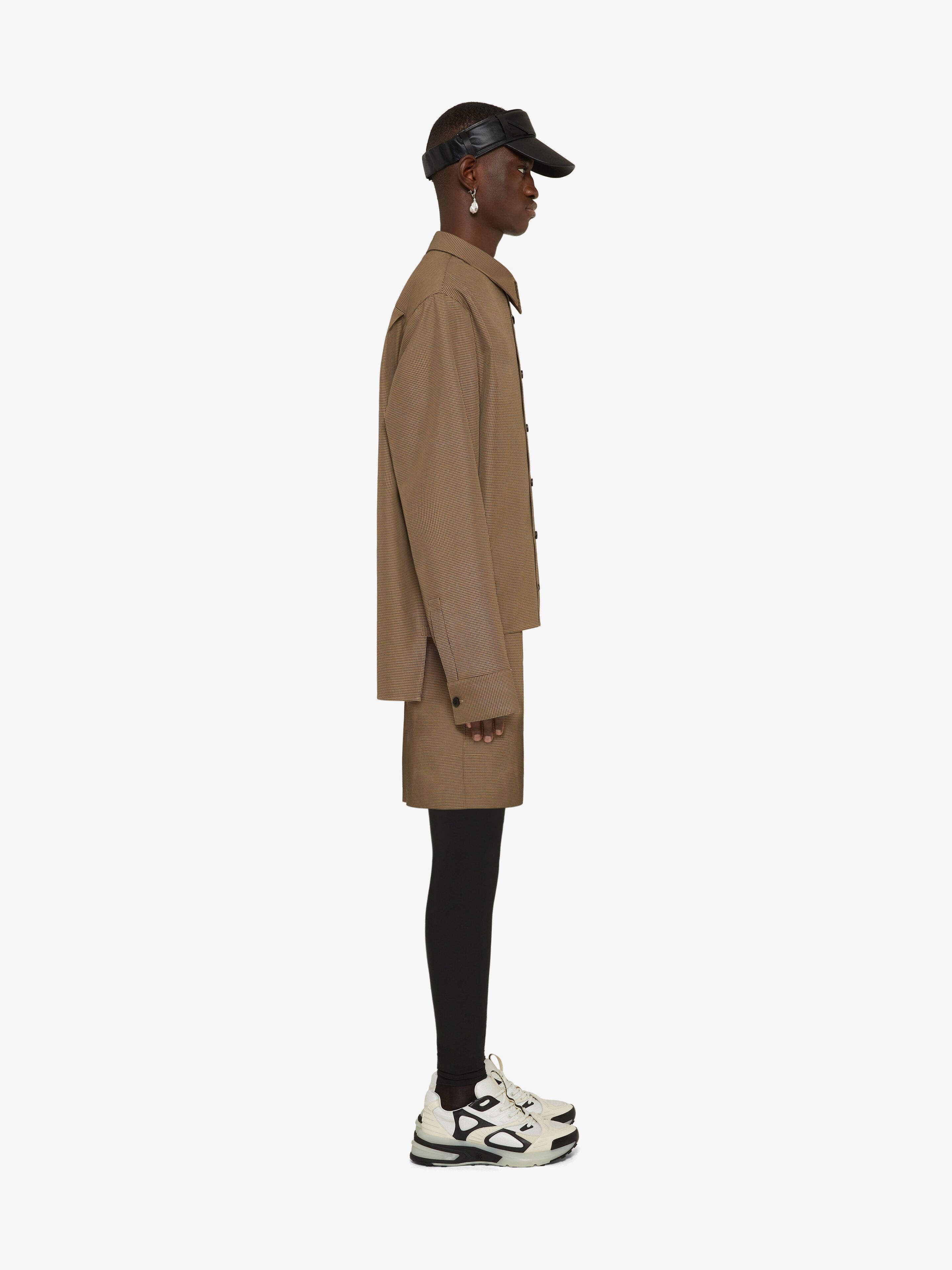 OVERSIZED SHIRT IN TECHNICAL FIBER WITH HOUNDSTOOTH PATTERN - 3