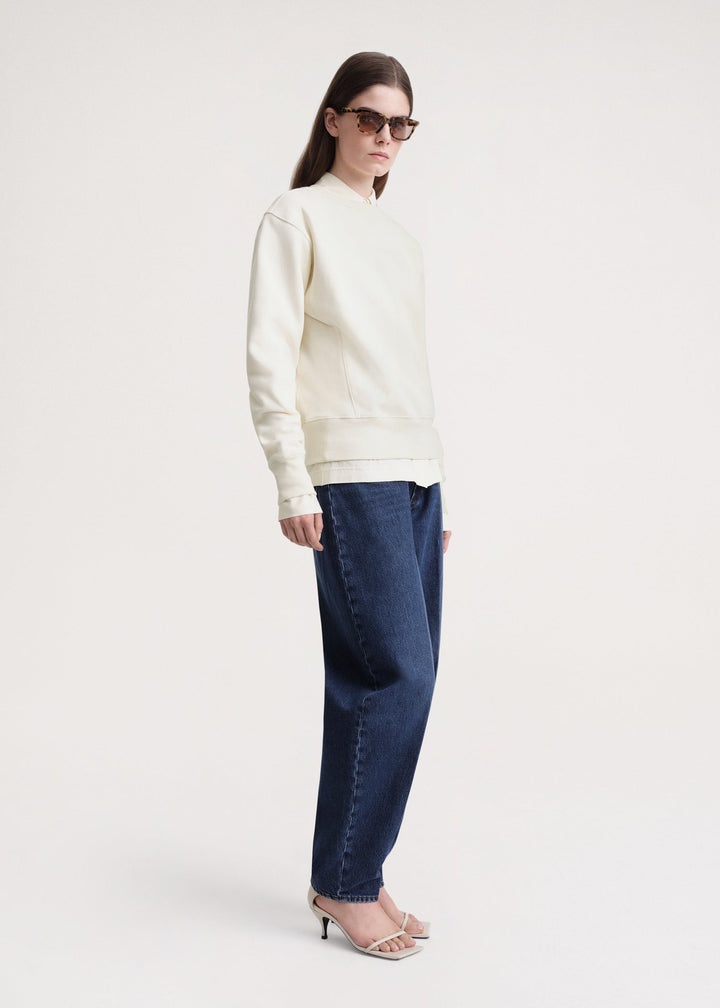 Crew-neck cotton sweatshirt off-white - 3