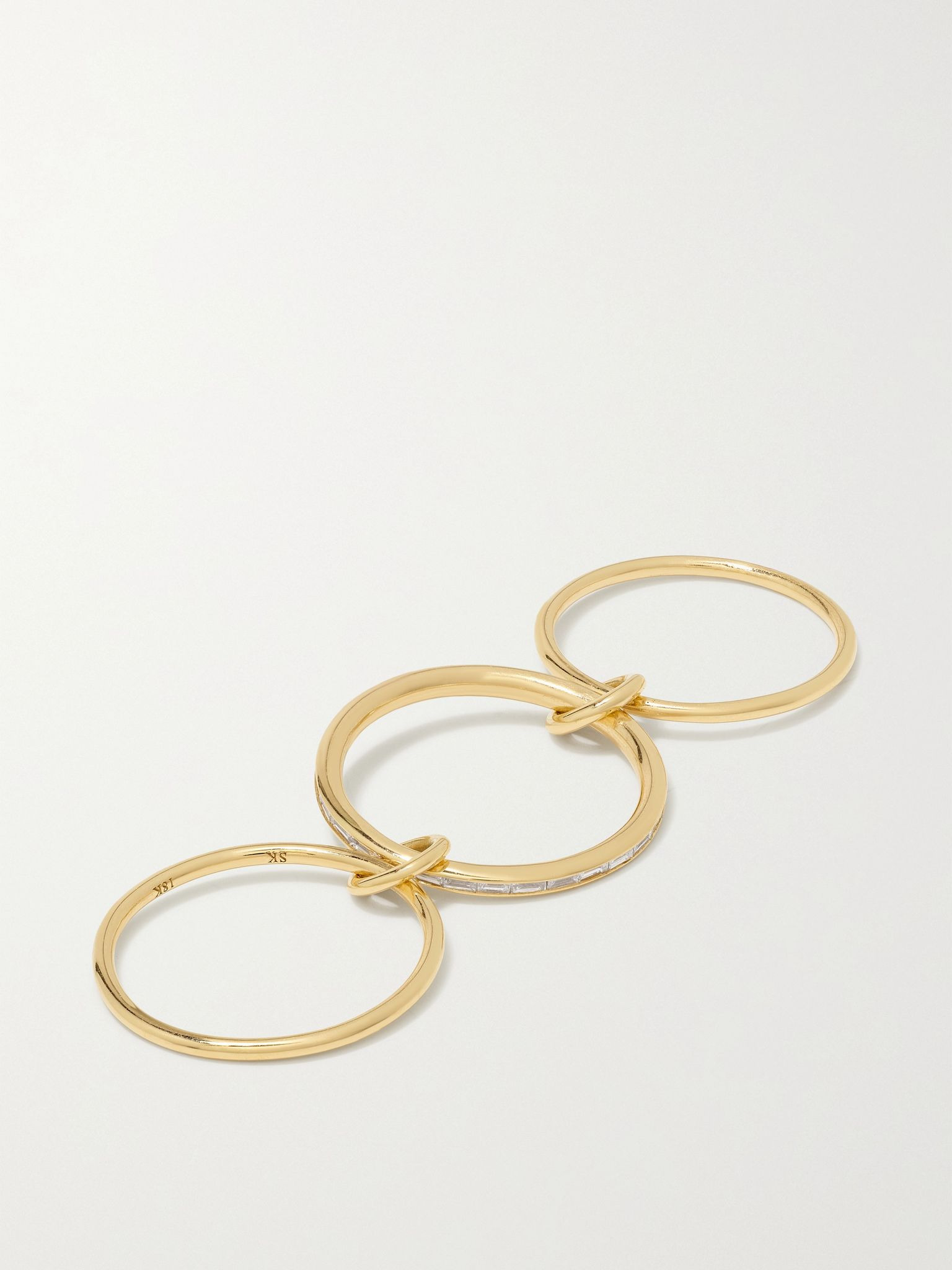 Rhea set of three 18-karat gold diamond rings Gold - 5