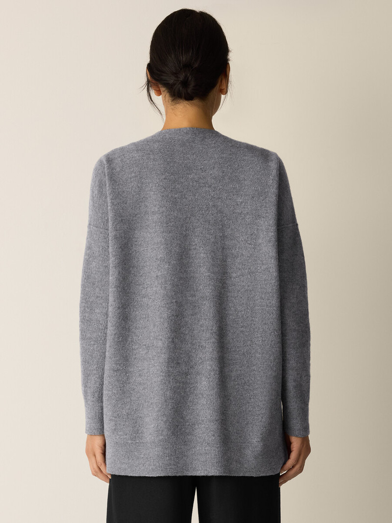 Fine Felted Wool Long Cardigan in Regenerative Wool 4