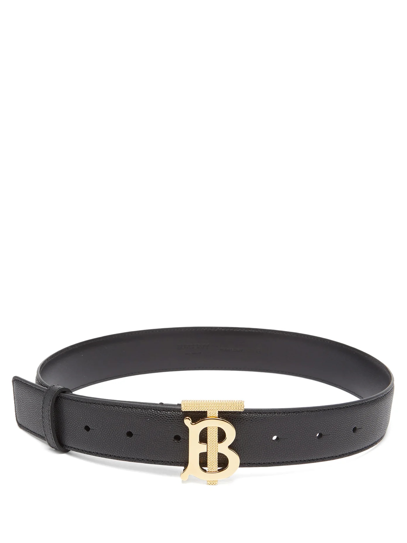 Monogram-buckle pebbled-leather belt - 4