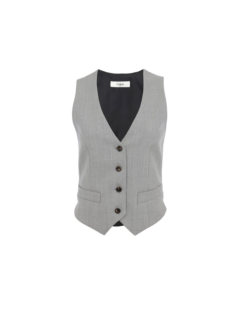 TAILORED WAISTCOAT IN WOOL GRAIN DE POUDRE - 1