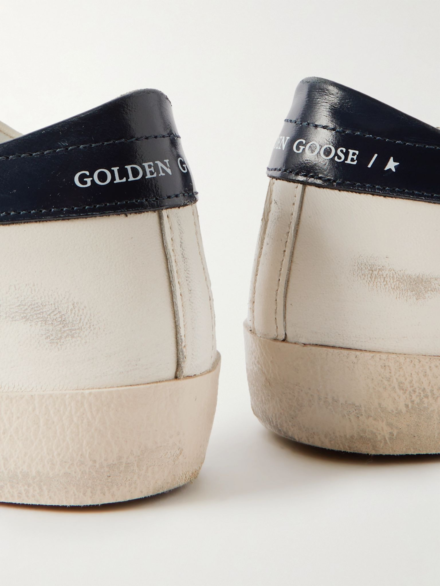 Superstar Distressed Leather Sneakers Cream - 5