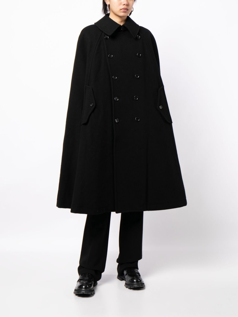 bib-collar double-breasted cape - 2
