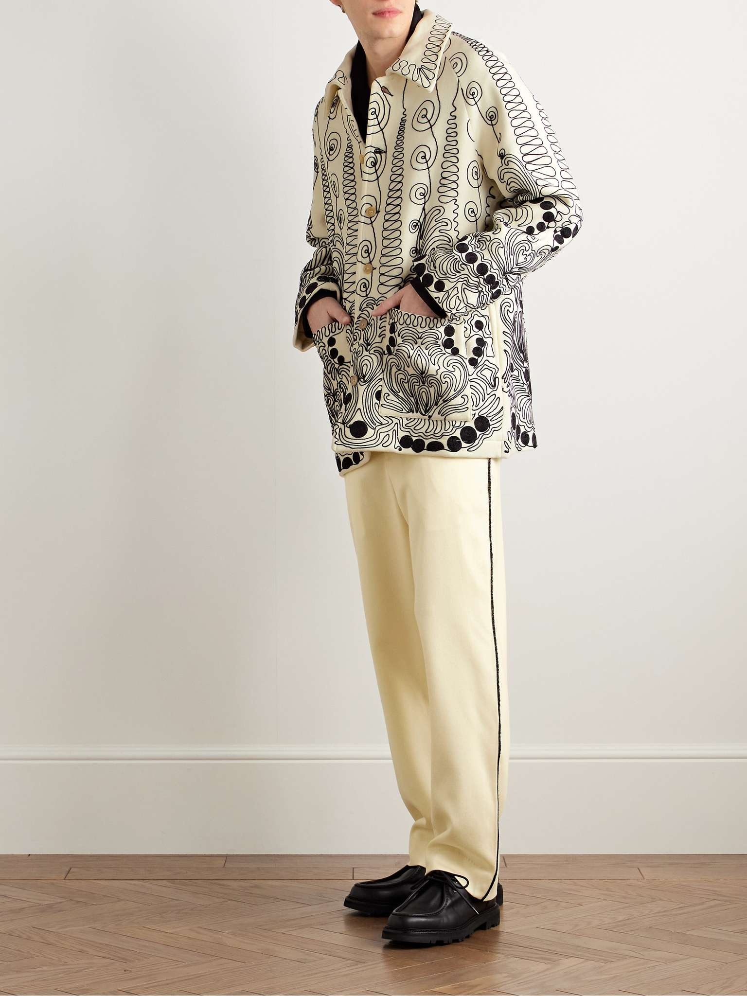 Player Straight-Leg Bead-Embellished Felted Wool-Blend Twill Trousers - 2
