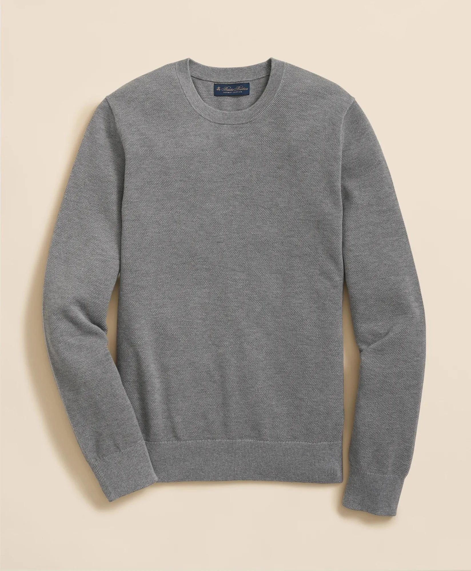 Supima® Cotton Pique Crewneck Sweater - 1
