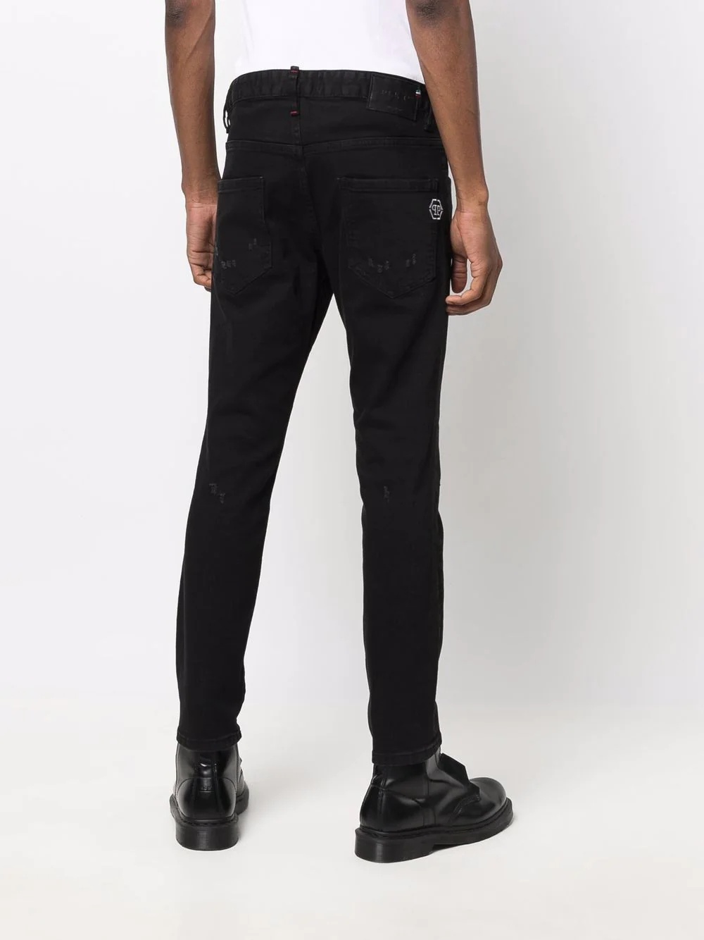 embroidered-logo slim-fit jeans - 4