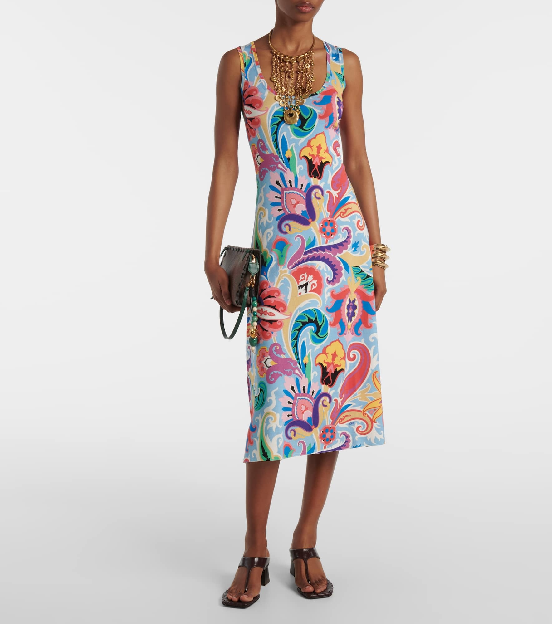 Paisley silk-blend midi dress - 2