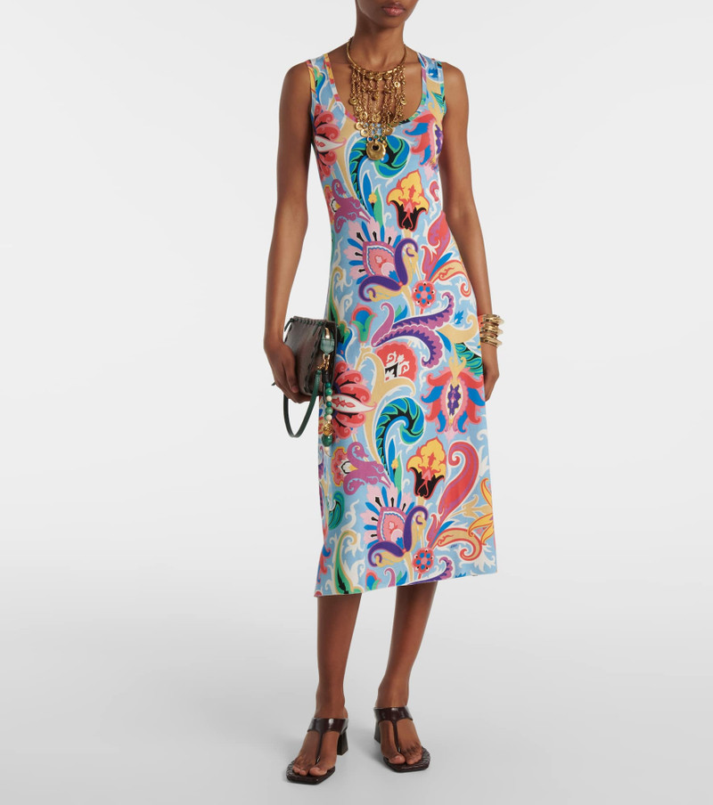 Etro Paisley silk-blend midi dress outlook