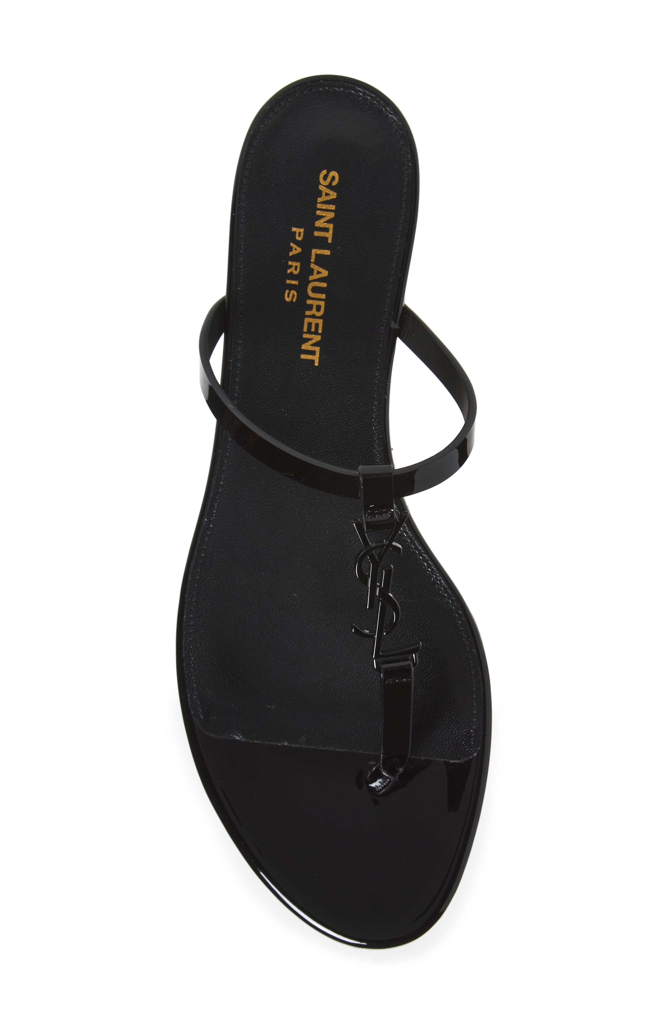 Saint Laurent Cassandra YSL Logo T-Strap Sandal in Black at Nordstrom - 5