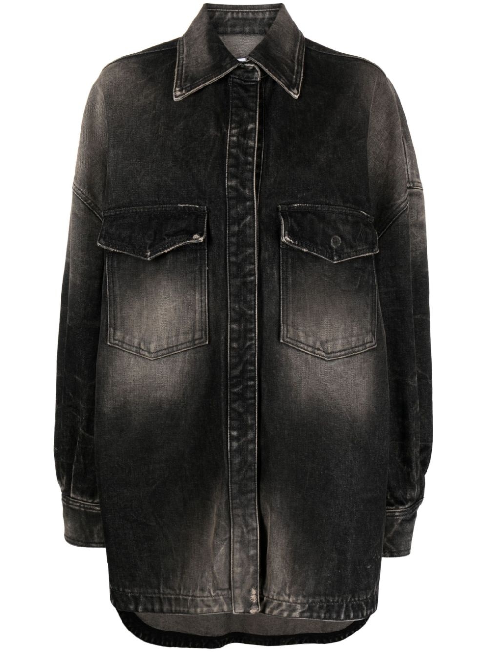 bleached-effect denim coat - 1