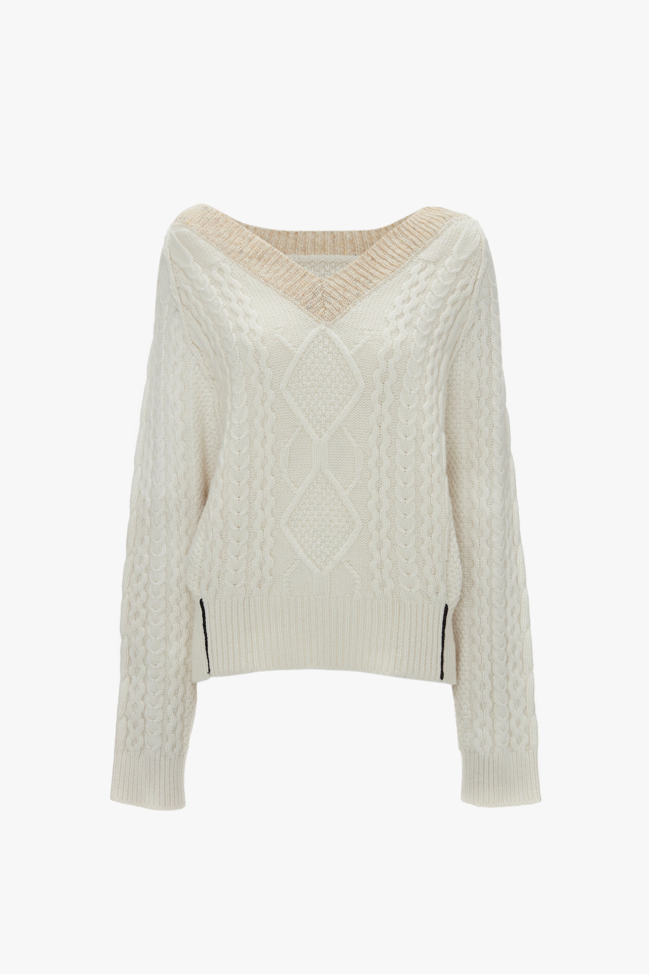 V-Neck Jumper In Natural - 1