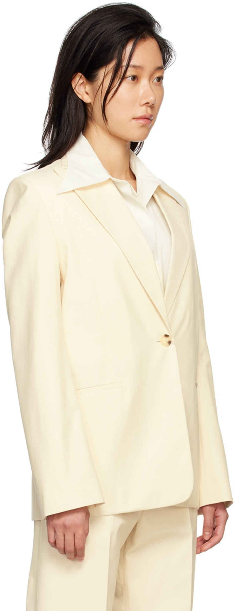 GIA STUDIOS Off-White Single Button Blazer outlook