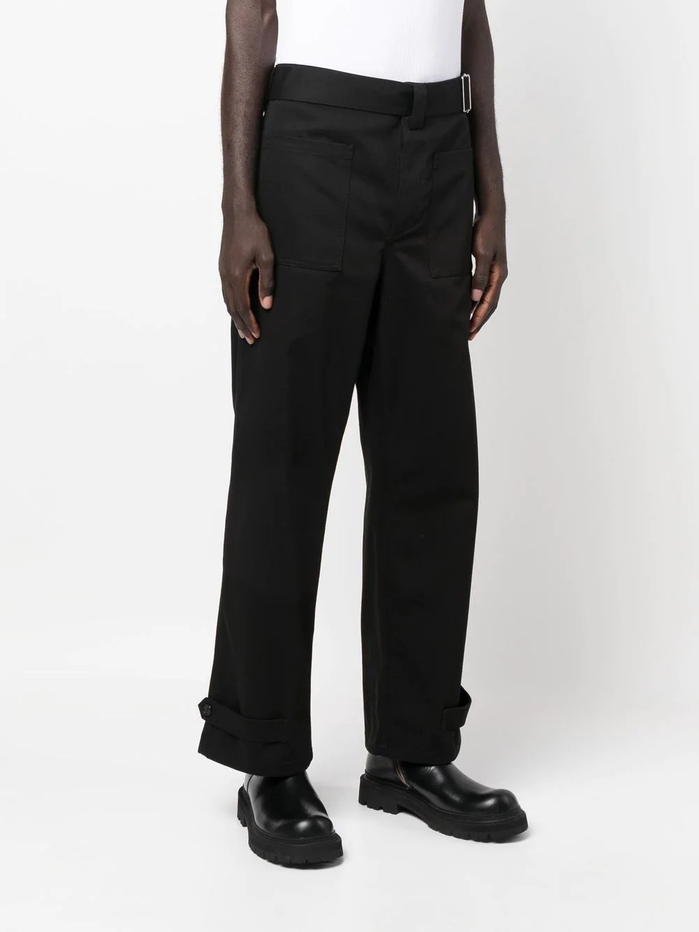 buckled four-pocket straight trousers - 3