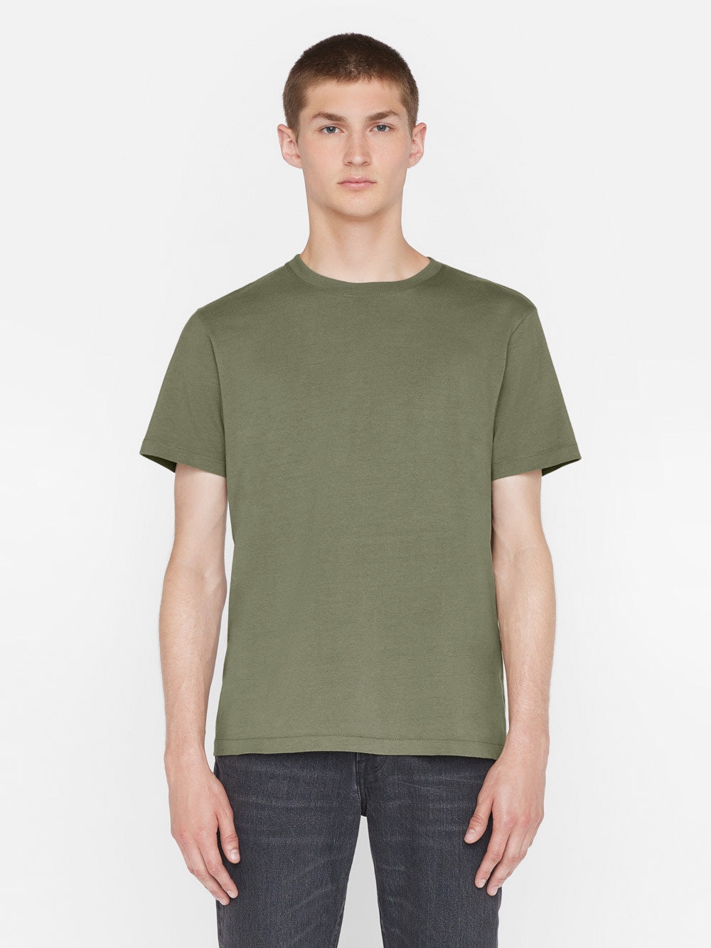 FRAME Logo Tee in Khaki Green - 4