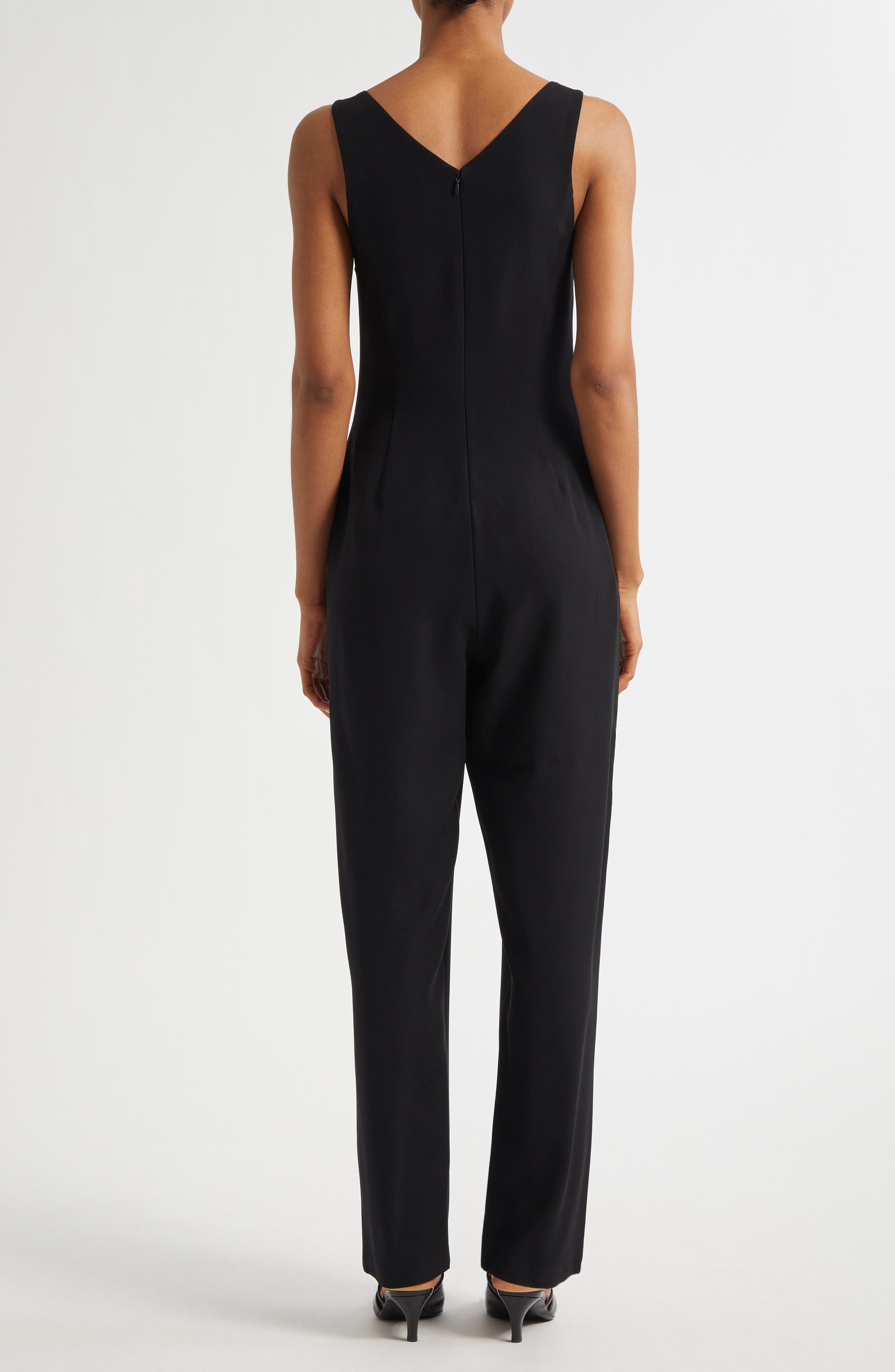Emporio Armani Sleeveless Jumpsuit in Solid Black at Nordstrom - 2