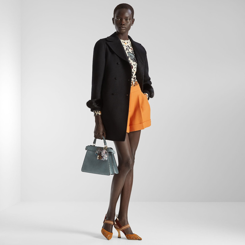 FENDI Coat Black double-sided wool overcoat outlook