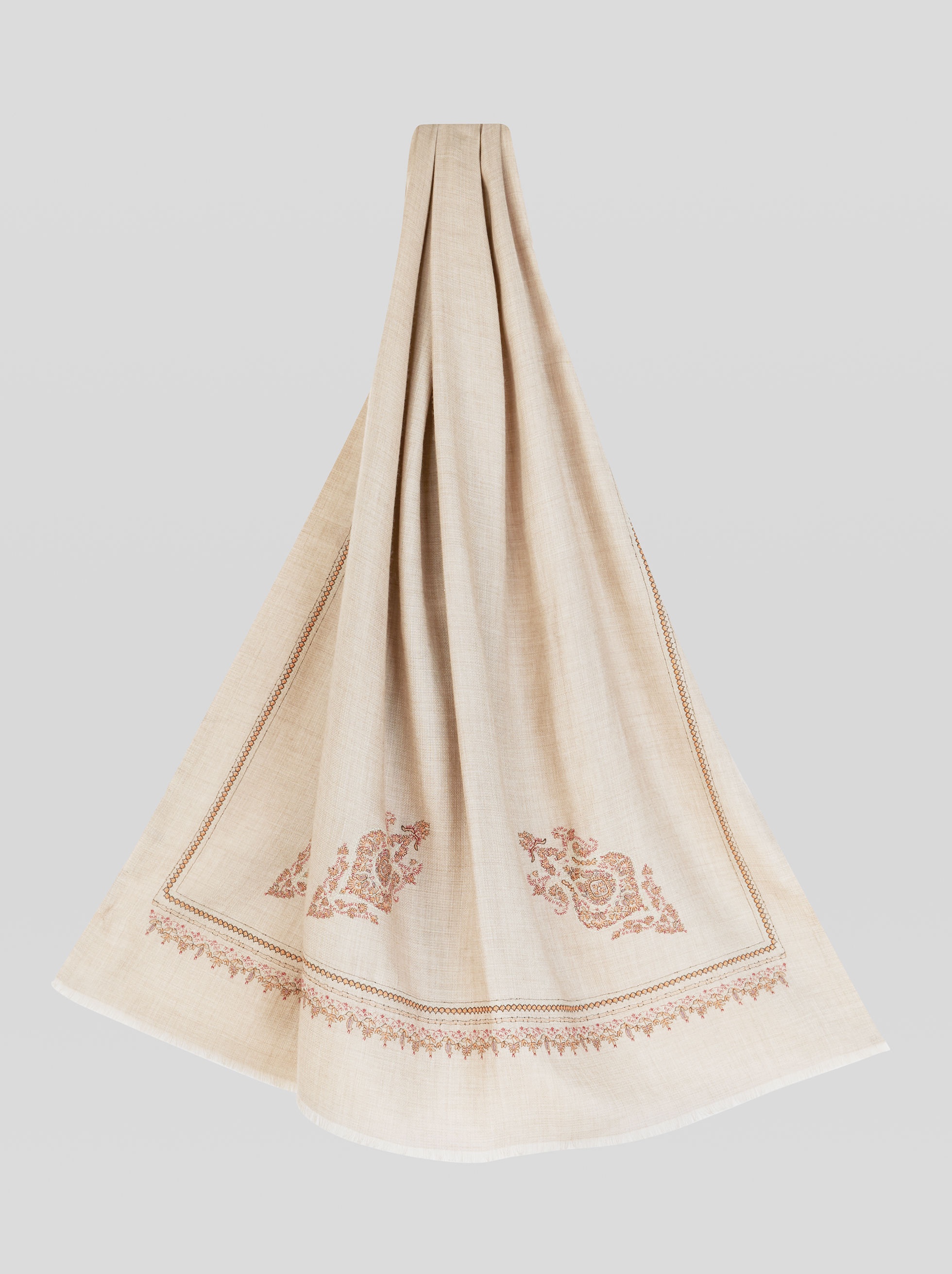 SILK AND CASHMERE SCARF WITH PAISLEY EMBROIDERY - 1