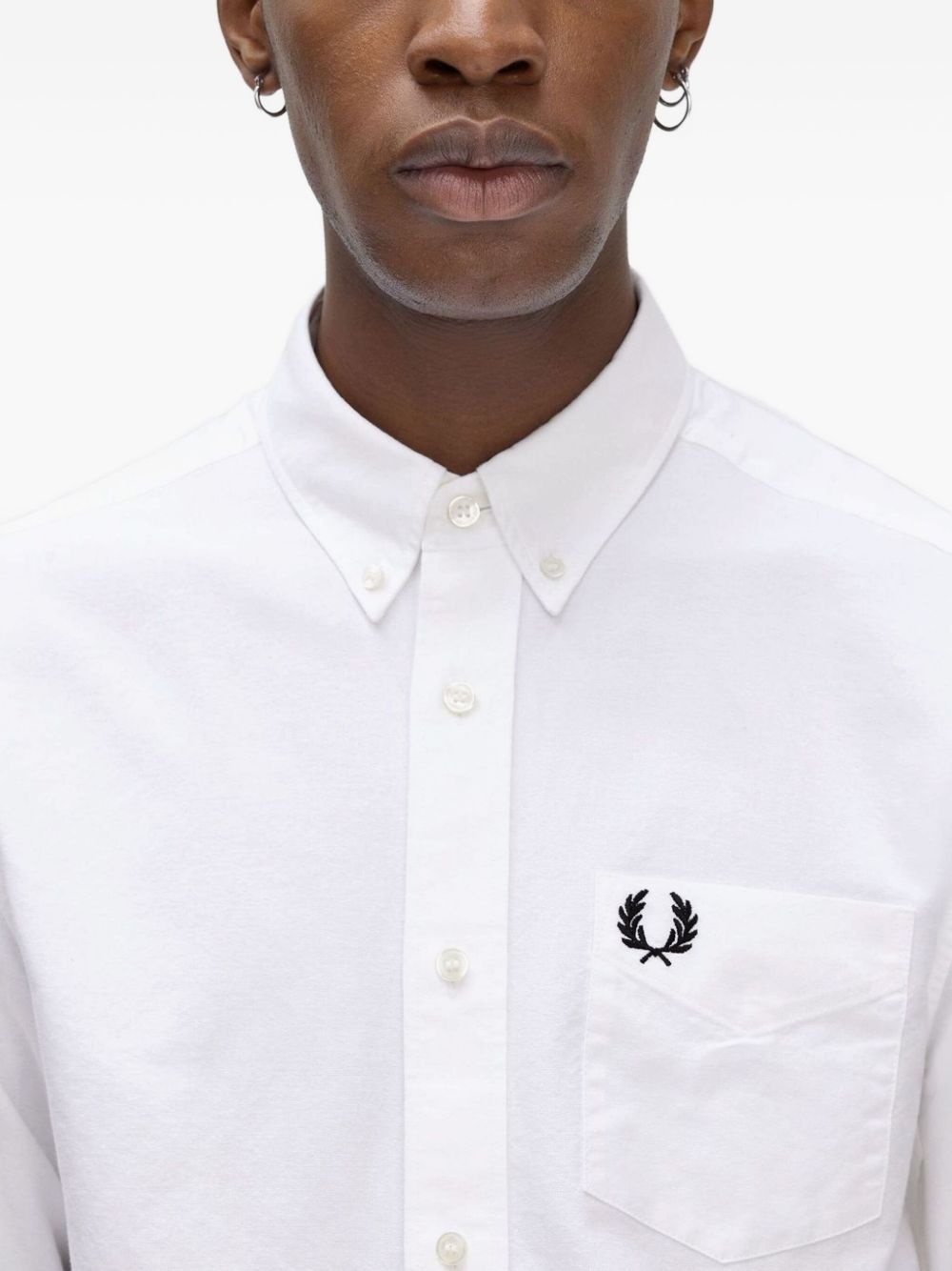 logo-embroidered button-down shirt - 4