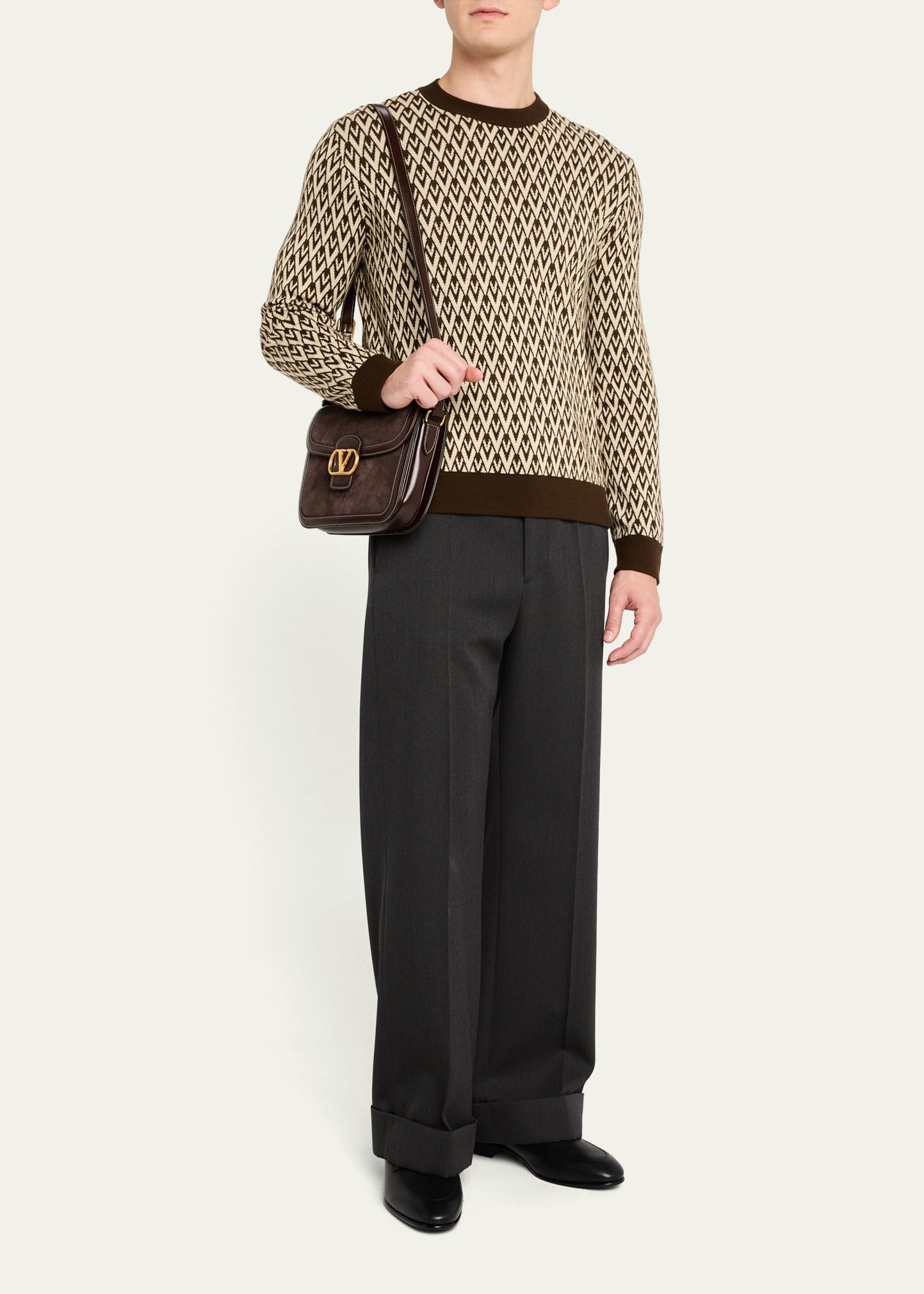 Men's 9to5 Suede and Leather Shoulder Bag - 6