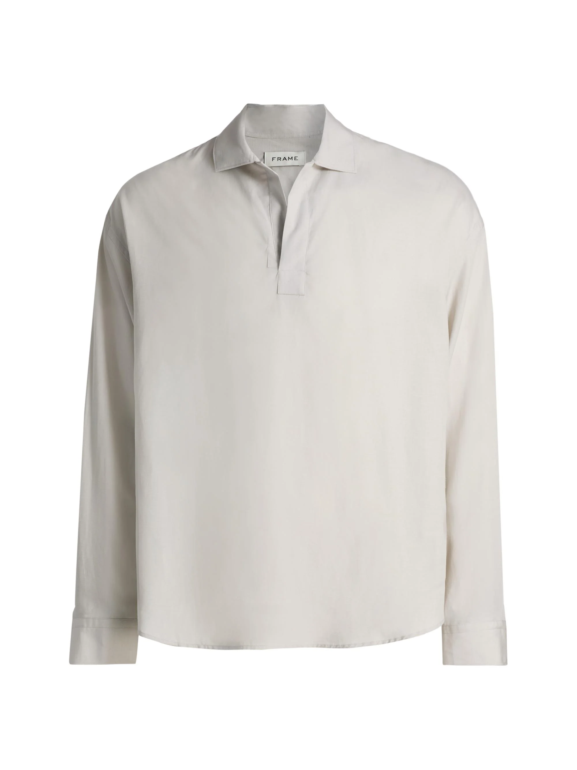 Men's Linen Long-Sleeve Polo Shirt - Dusty Beige - 1