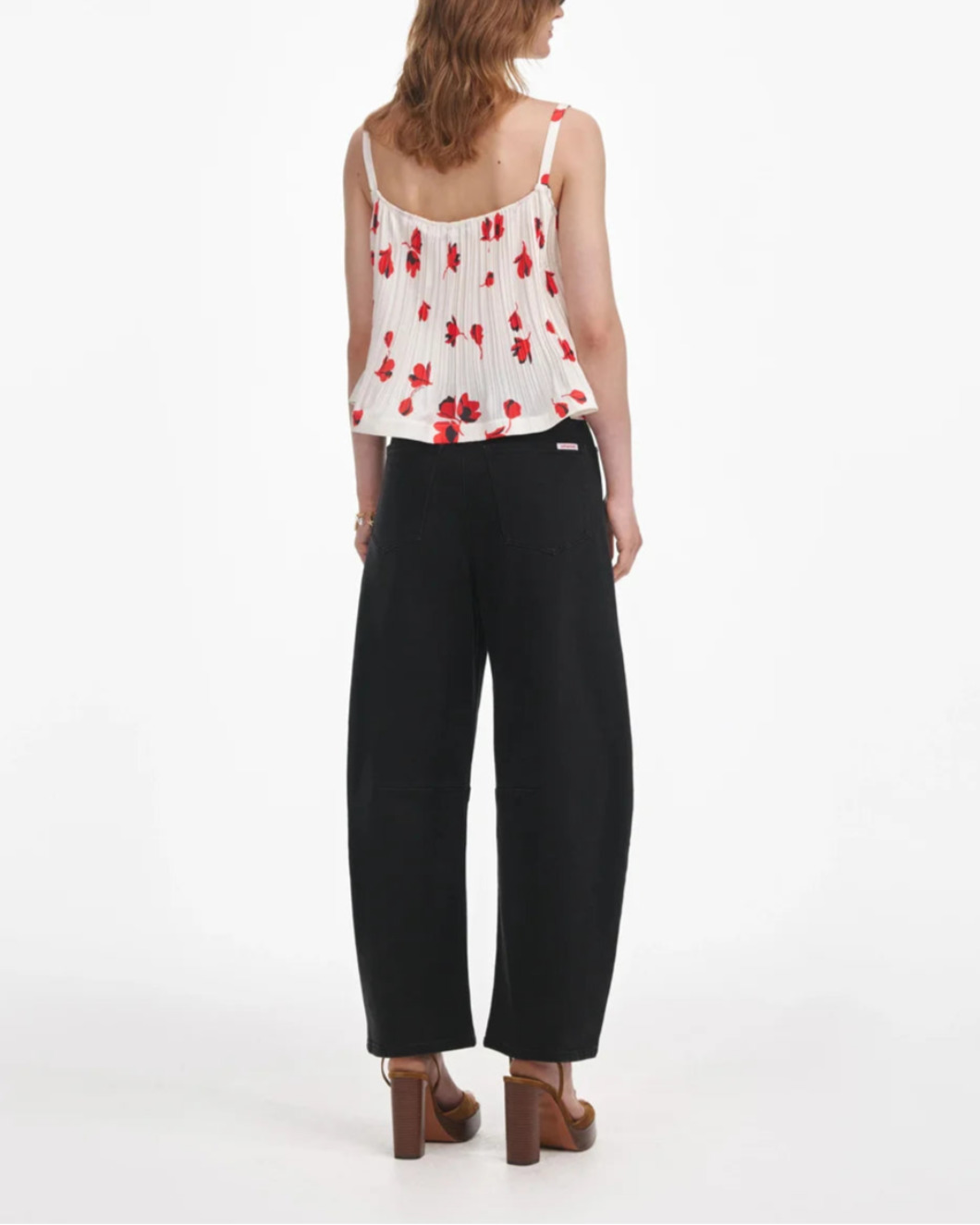 WHITE FLORAL PLISSE TOP - 4