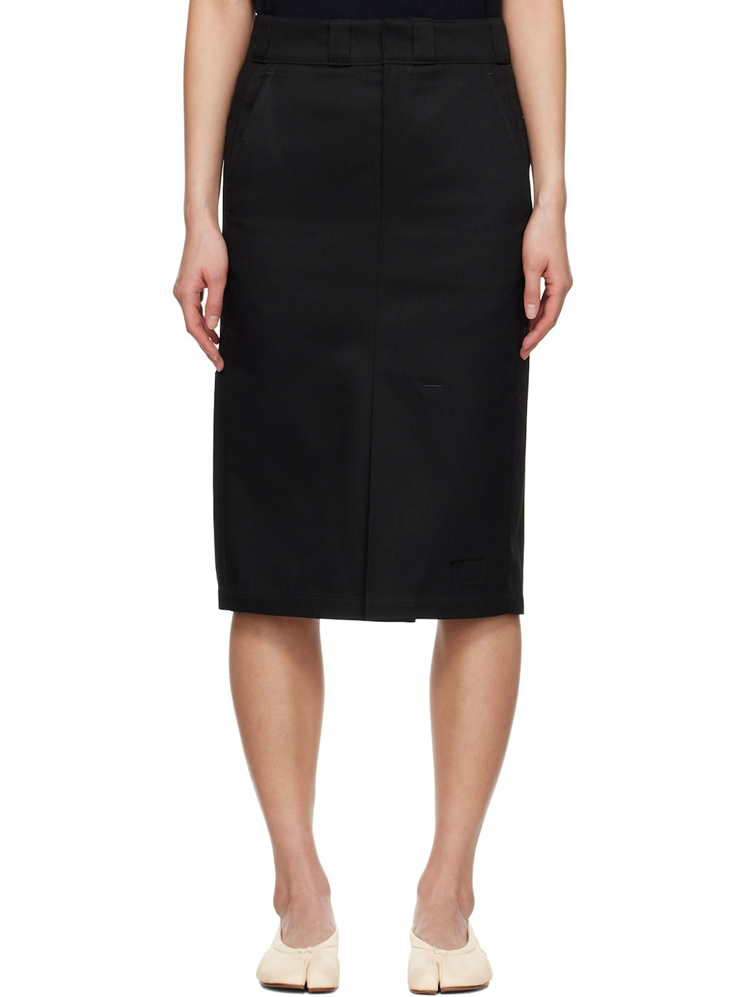 Black Skater Chino Midi Skirt - 1