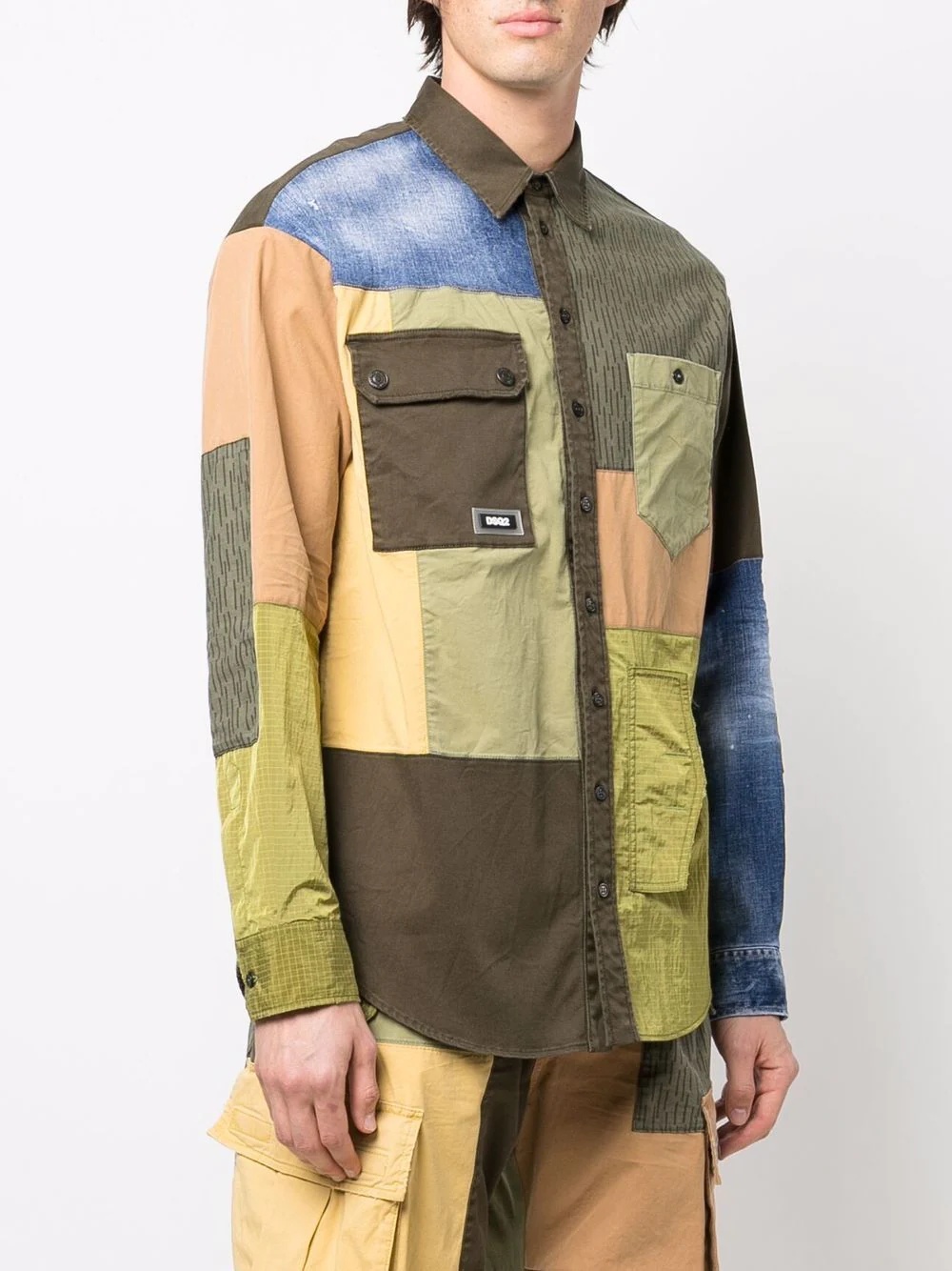 military patchwork shirt jacket - 3