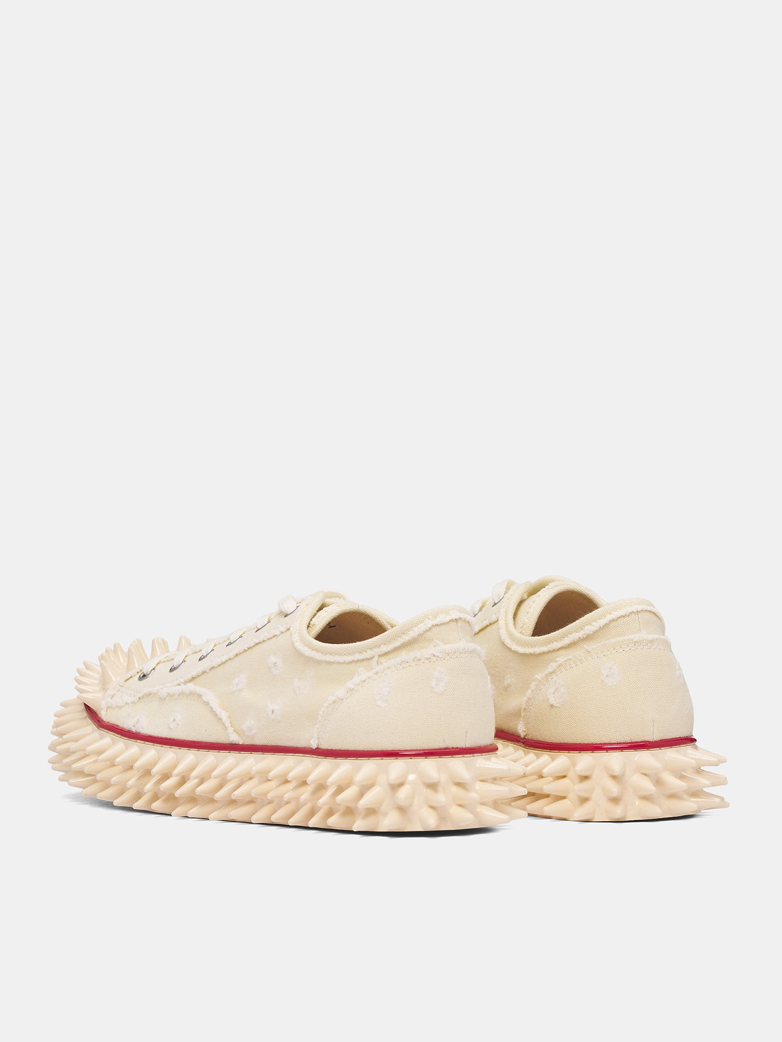 White Canvas Spiky Sneakers - 5