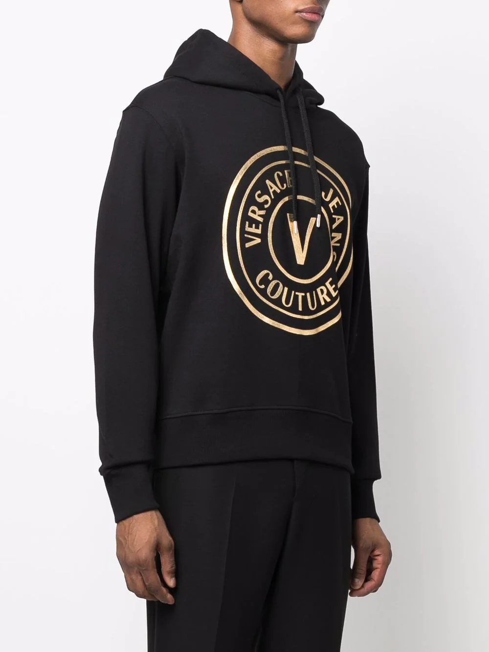 round logo cotton hoodie - 3