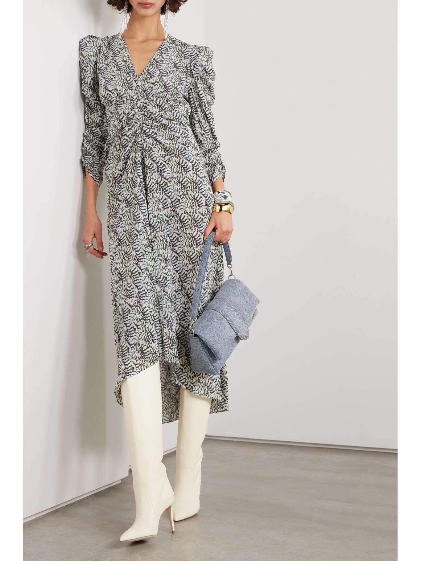 ISABEL MARANT アイリサ エンホス サンタル 【関税込】 Isabel Marant ALBINI PRINTED SILK MIDI DRESS | REVERSIBLE