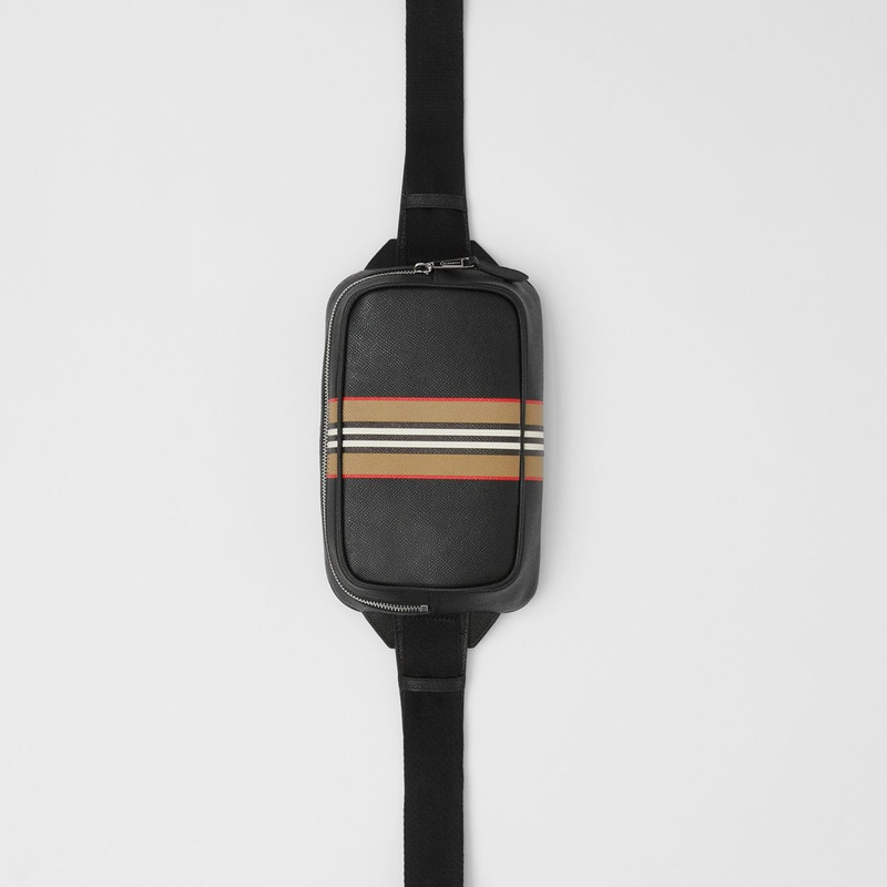 Icon Stripe Print Grainy Leather Bum Bag 5