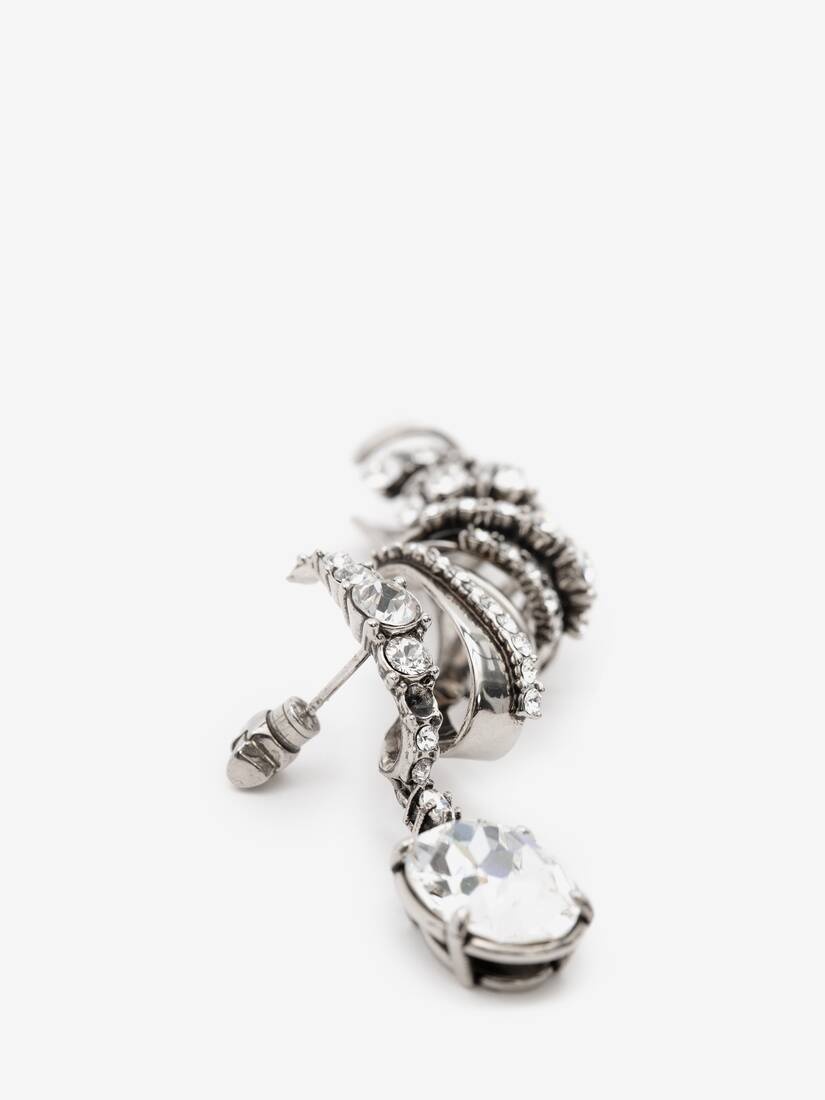 Crystal Charm Multi Hoop Earpiece in Antique Silver - 4