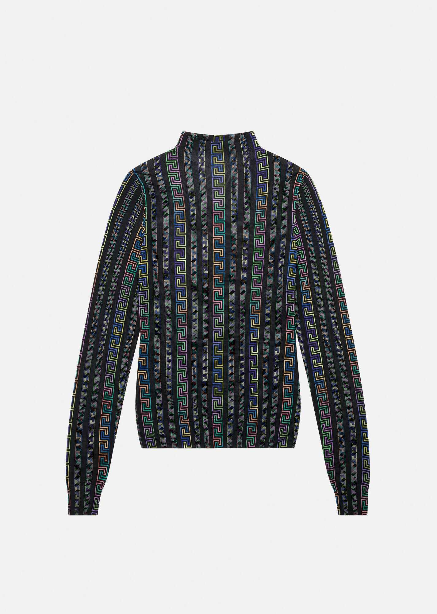 Greca Neon Print Silk Sweater - 1
