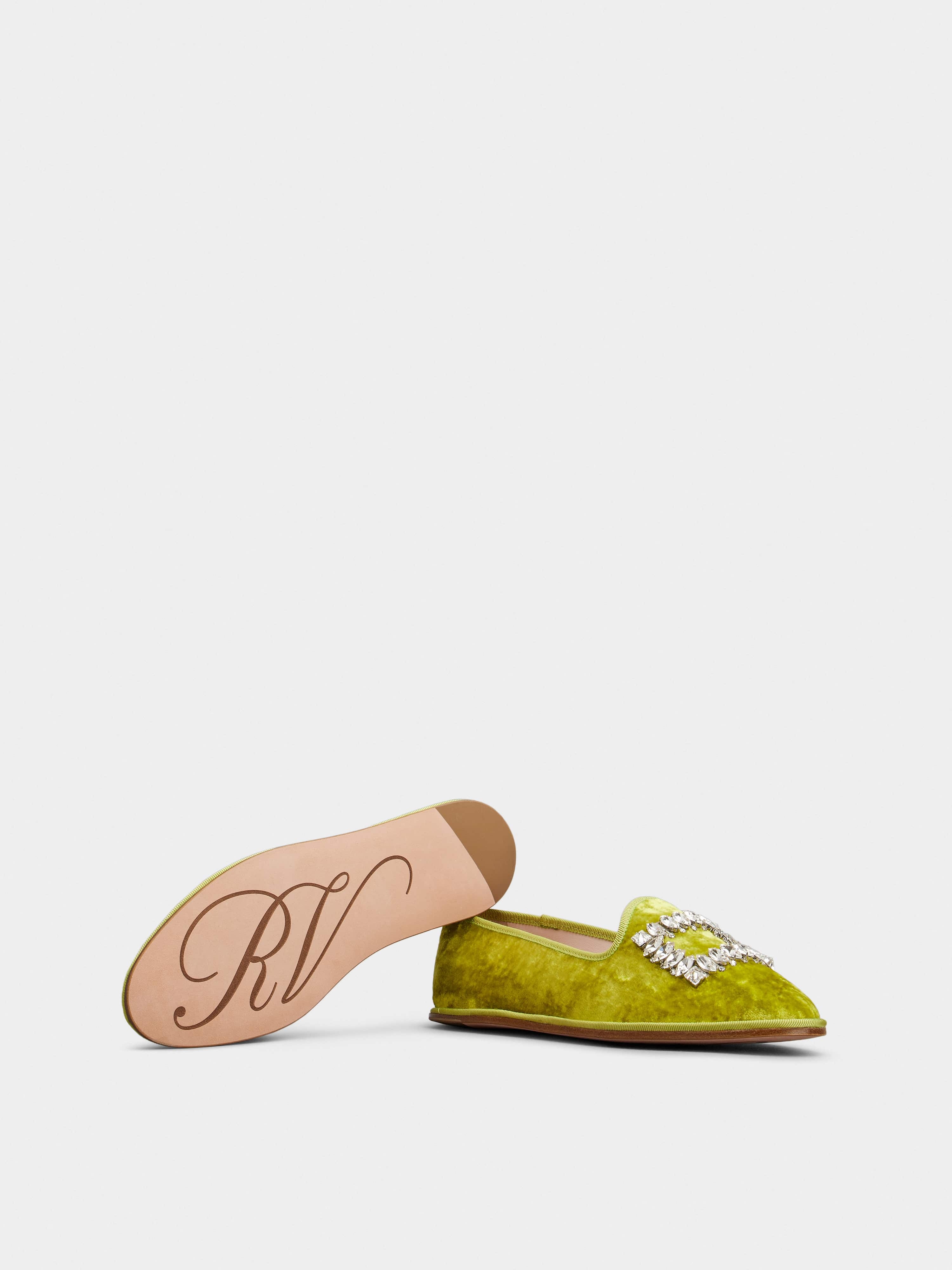 Babby Viv' Strass Embroidered Buckle Slippers in Velvet - 6