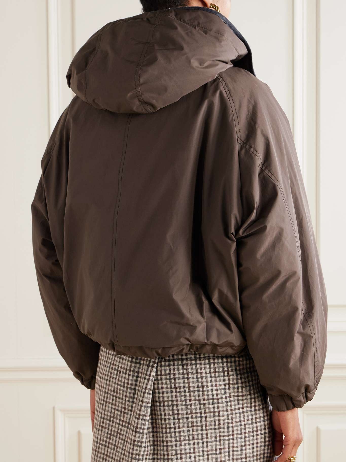 Hooded shell down jacket Brown - 4