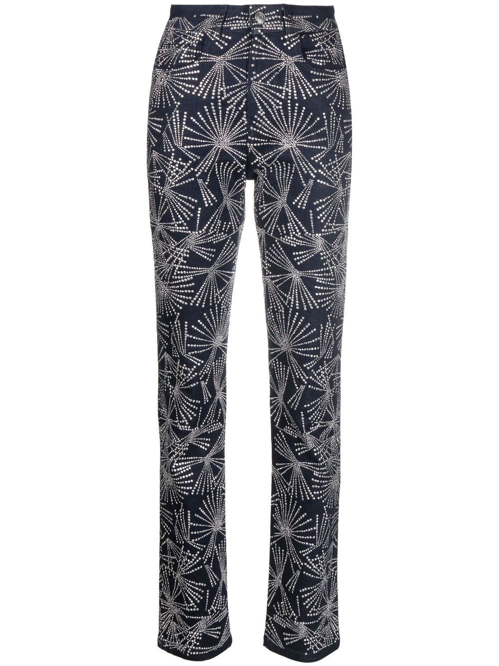 crystal-embellished straight-leg trousers - 1