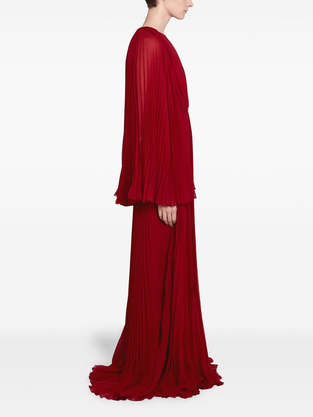 pleated cape-detail dress - 4